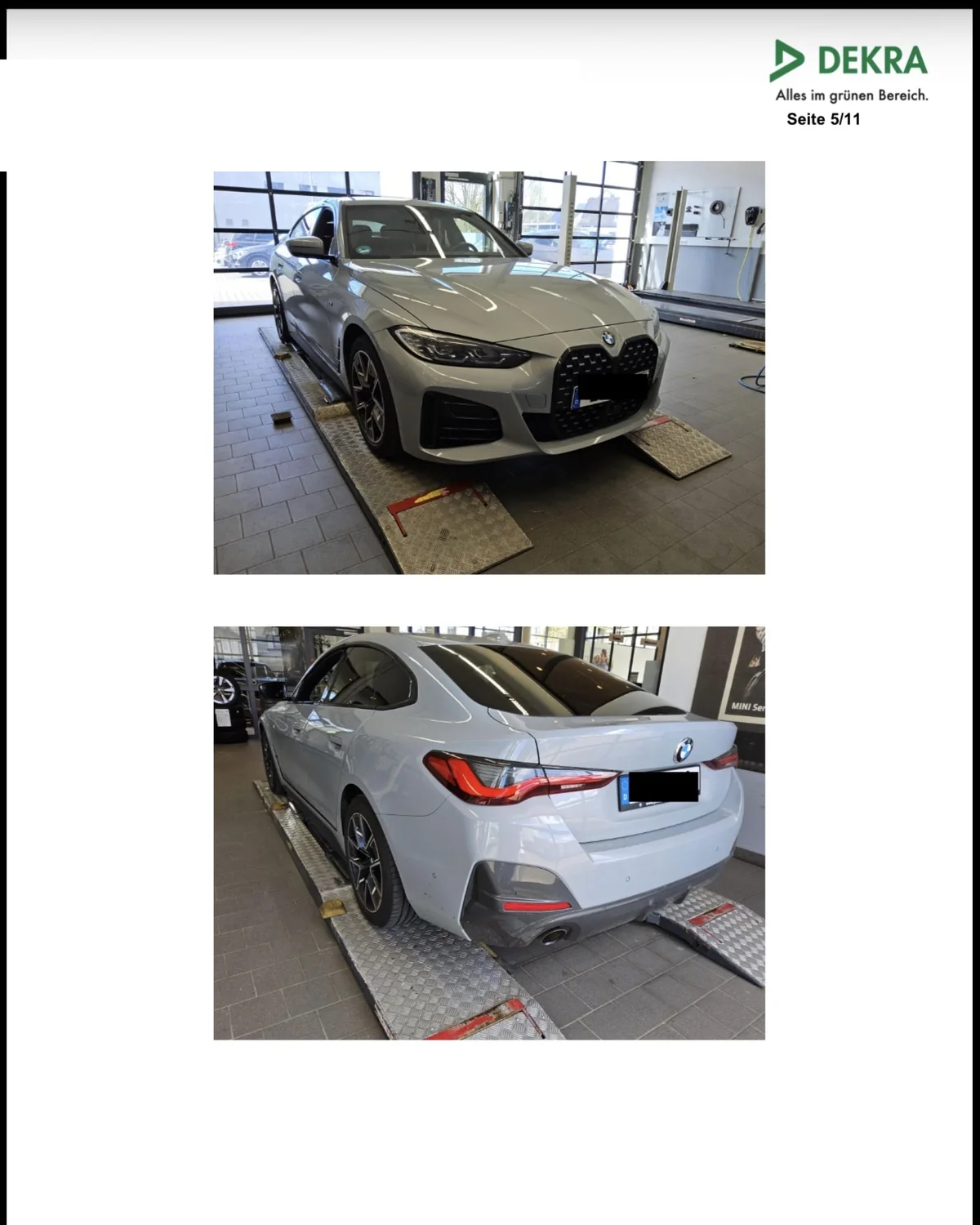 A BMW 420i előzetesen megküldött DEKRA állapotdokumentációja